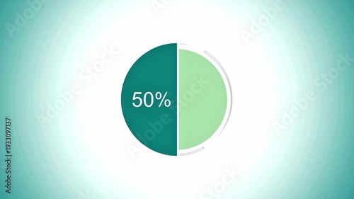 Modern business concept with green and blue pie chart on white background