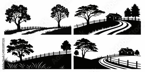 A picturesque landscape showcasing a winding road through lush greenery and rolling hills Vector