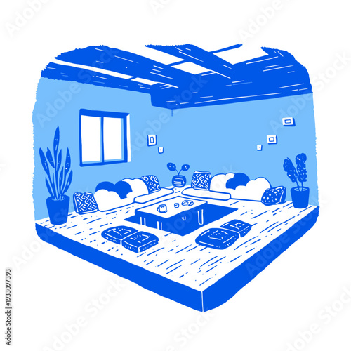 Modern Sunken Conversation Pit Living Room