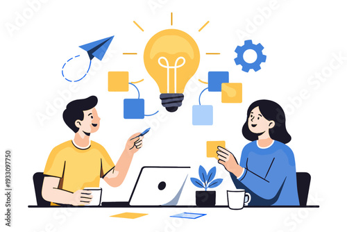 Idea letters simple icon vector text composition image no generation lightbulb brainstorming