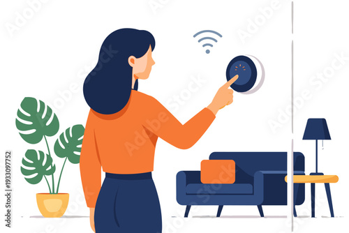 Vector composition simple control thermostat text smart icon no white generation image