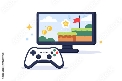 No letters simple generation online vector image gaming white icon text controller