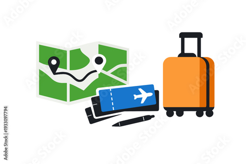 Letters composition icon vector planning no map text essentials travel tickets