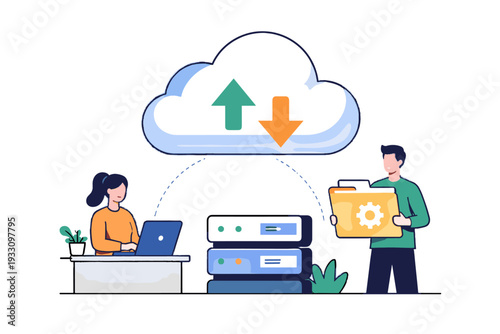 Image recovery simple backup no composition cloud generation vector icon text data