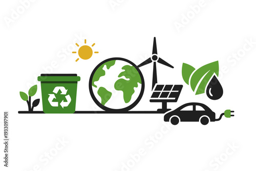 Eco image vector generation letters icon no composition text recycling simple white