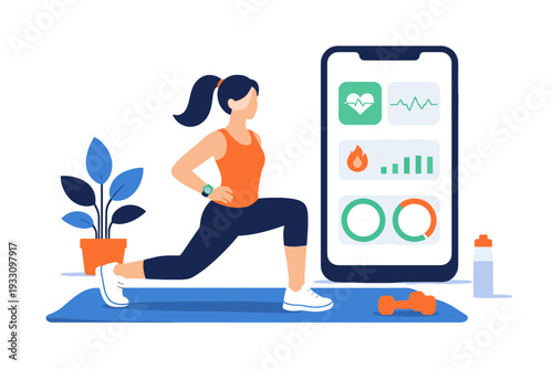 Tracking icon workout fitness text vector generation simple letters image composition white