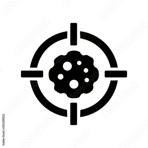 Solid black icon set vector illustration virus target detection medical diagnostics healthcare protection symbol