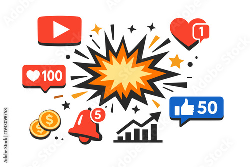 Icons style icon gradients background modern notifications explosion vector viral concept