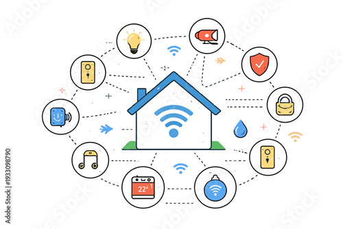 Background generation iot icon image simple flat style white home minimal vector