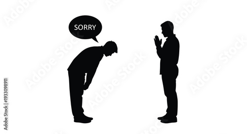 Apology and forgiveness depicted through a striking black silhouette