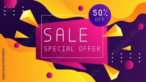 violet, purple and yellow sale promotion discount background, for banner, poster advertising template