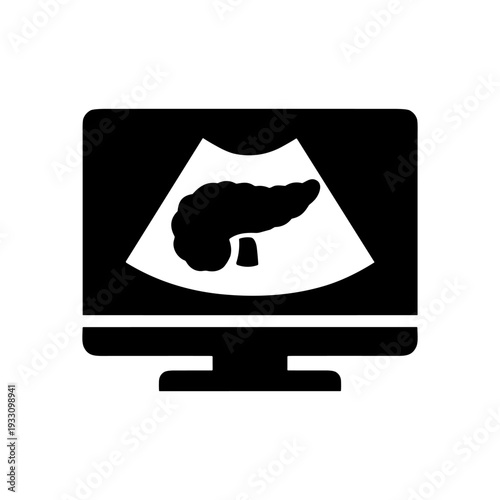 pancreas ultrasound scan medical imaging solid black icon set vector illustration