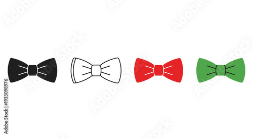 Four colorful bow ties in a linear arrangement a graphic silhouette