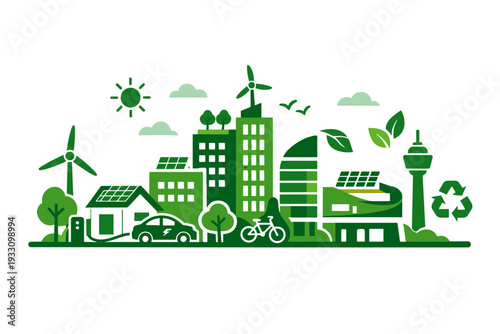 Flat vector icon green clean no buildings style simple generation minimal modern