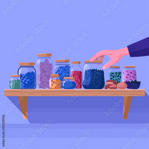 Organized Pantry Shelf with Clear Containers