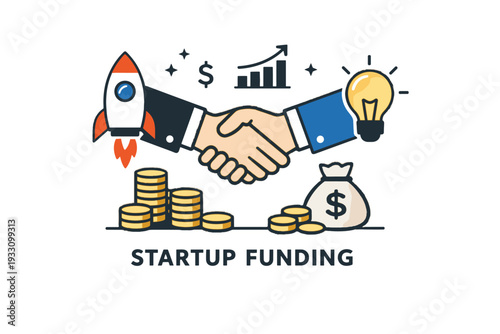 Vector no funding white modern handshake minimal startup background icon isolated investment