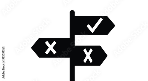 Photos Directional signs with check and x marks a simple graphic silhouette
