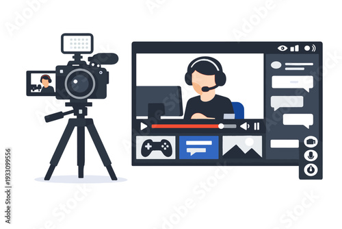 Live illustration streaming no background gradients ui isolated setup vector flat style
