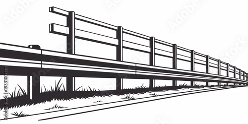 A long line of empty passenger trains on a railway track Vector