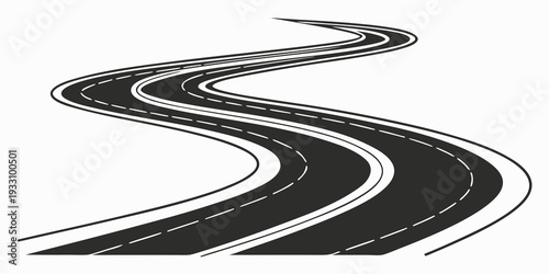 A winding road disappearing into the distance on a clear day Vector