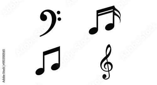 Musical notes and clef symbols presented as a dark silhouette