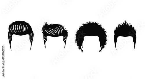 Four different men s hairstyles displayed in black silhouette