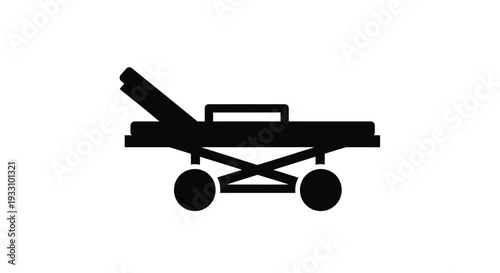 Minimalist depiction of a hospital gurney in black silhouette