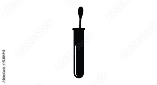 A simple black test tube illustration stark against white silhouette