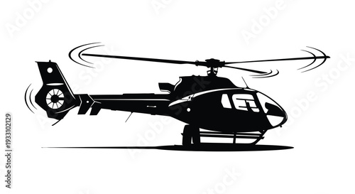 Black silhouette of a helicopter in flight showcasing its rotor and body design