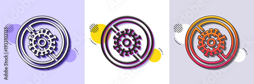 Stop coronavirus line icon. Halftone dotted pattern. Gradient icon with grain shadow. Covid-19 pandemic virus sign. Corona virus symbol. Line stop coronavirus icon. Various designs. Vector