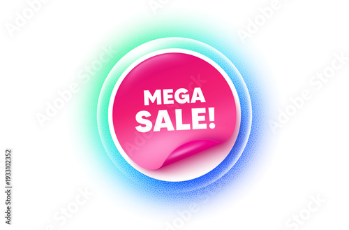 Mega sale sticker blue gradient. Paper offer price tag. Mega Sale tag. Special offer price sign. Advertising Discounts symbol. Sticker label. Grain dots effect. Vector