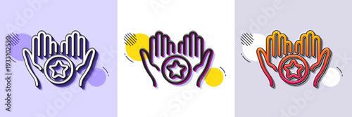 Favorite line icon. Halftone dotted pattern. Gradient icon with grain shadow. Best ranking stars sign. Rating symbol. Line favorite icon. Various designs. Vector