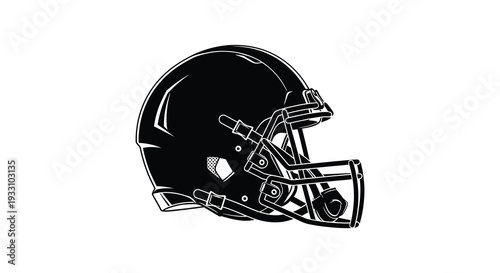 A black and white illustration of an american football helmet on a white background