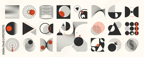 	
Hand drawn abstract minimal element mid century vector set. Aesthetic contemporary stripe line art, geometric shape in monochrome. Art form design for wall art, decoration, wallpaper