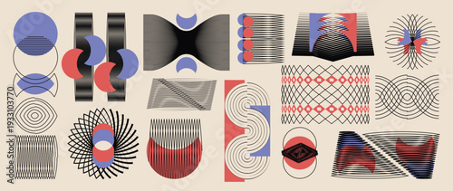 	
Hand drawn abstract minimal element mid century vector set. Aesthetic contemporary stripe line art, geometric shape in monochrome. Art form design for wall art, decoration, wallpaper