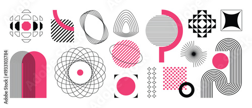 	
Hand drawn abstract minimal element mid century vector set. Aesthetic contemporary stripe line art, geometric shape in monochrome. Art form design for wall art, decoration, wallpaper