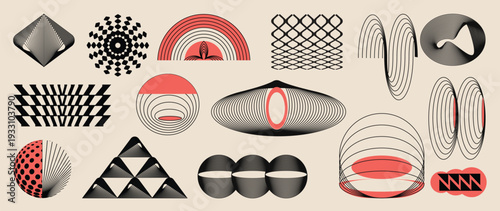 	
Hand drawn abstract minimal element mid century vector set. Aesthetic contemporary stripe line art, geometric shape in monochrome. Art form design for wall art, decoration, wallpaper