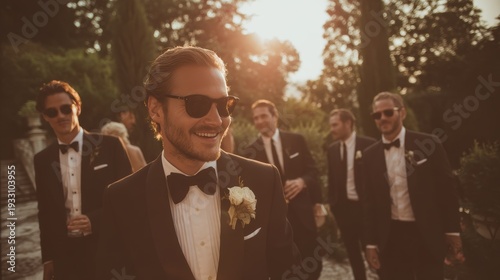 Wallpaper Mural A charming outdoor wedding scene where guests are joyfully enjoying an elegant evening filled with love Torontodigital.ca