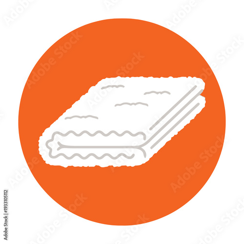 Minimalist illustration of a stack of crisp white napkins on a bright orange circular background