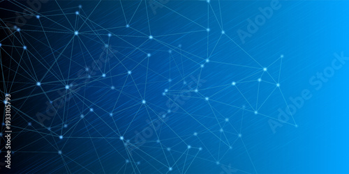 Blue Digital Network Plexus Background with Connected Lines, Abstract Technology Connection Concept with Data Mesh Nodes, Futuristic Cyber ​​Communication Grid for Global Data Science eps10