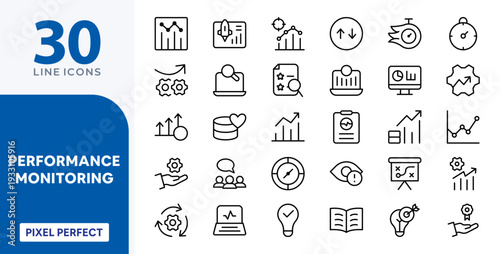 Performance monitoring icons vector illustration. Editable pixel-perfect stroke icon set