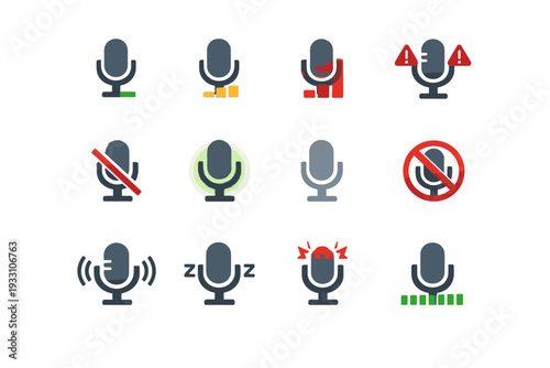 Simple peak icon muted detected microphone noise image input vector generation high