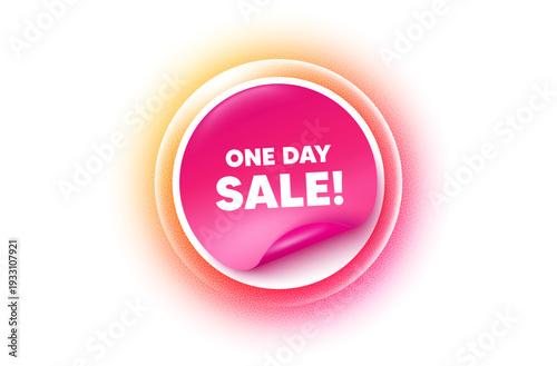 One day sticker orange gradient. Paper offer price tag. One day sale tag. Special offer price sign. Advertising Discounts symbol. Sticker label. Grain dots effect. Vector