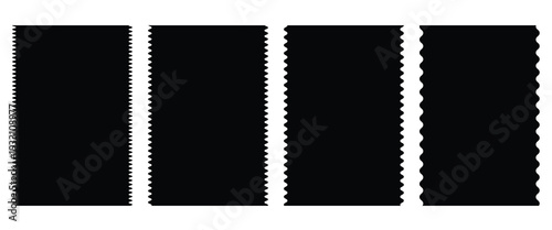 Retro zigzag wavy psychedelic rectangles set. Vector design template for social media, retro Y2k style Groovy collection isolated on transparent background