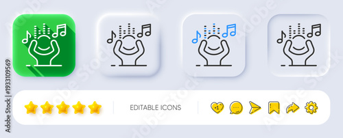 Noise line icon. Neumorphic, Flat shadow, 3d buttons. Listen music sign. Loud singing symbol. Line noise icon. Social media icons. Vector