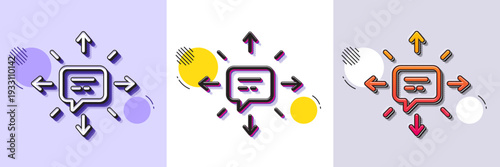 Conversation line icon. Halftone dotted pattern. Gradient icon with grain shadow. Chat Messages or SMS sign. Communication symbol. Line sMS icon. Various designs. Vector