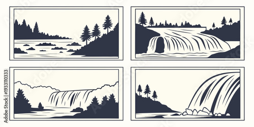 Four distinct landscapes showcasing nature's diverse beauty and grandeur. Vector