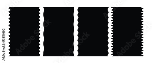 Retro zigzag wavy psychedelic rectangles set. Vector design template for social media, retro Y2k style Groovy collection isolated on transparent background