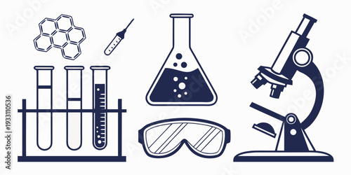 Scientific tools and elements showcasing the essence of laboratory research and experimentation Vector