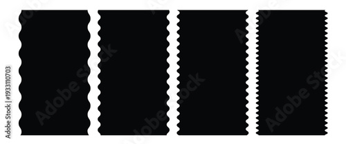 Retro zigzag wavy psychedelic rectangles set. Vector design template for social media, retro Y2k style Groovy collection isolated on transparent background